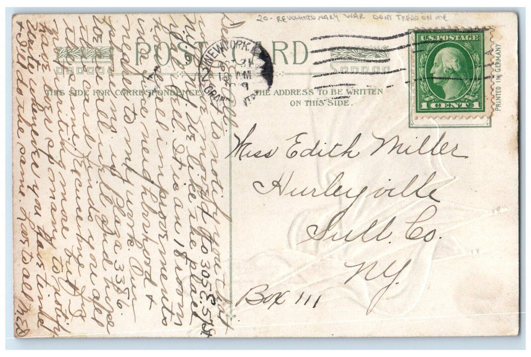 c1910's Revolutionary War Dont Tread On Me Rattlesnake Flag Winsch Back Postcard