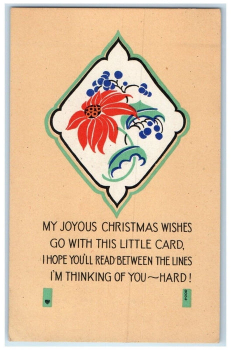 1923 Christmas Wishes Arts Crafts Volland Garfield Kansas KS Vintage Postcard