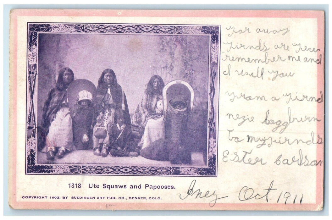 1911 Ute Squaws And Papooses Denver Colorado CO Posted Antique Postcard