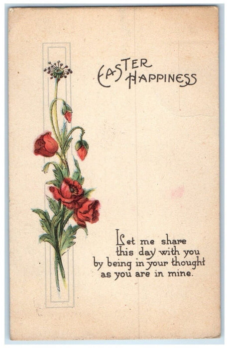 1923 Easter Happiness Flowers Wellington Kansas KS Posted Vintage Postcard