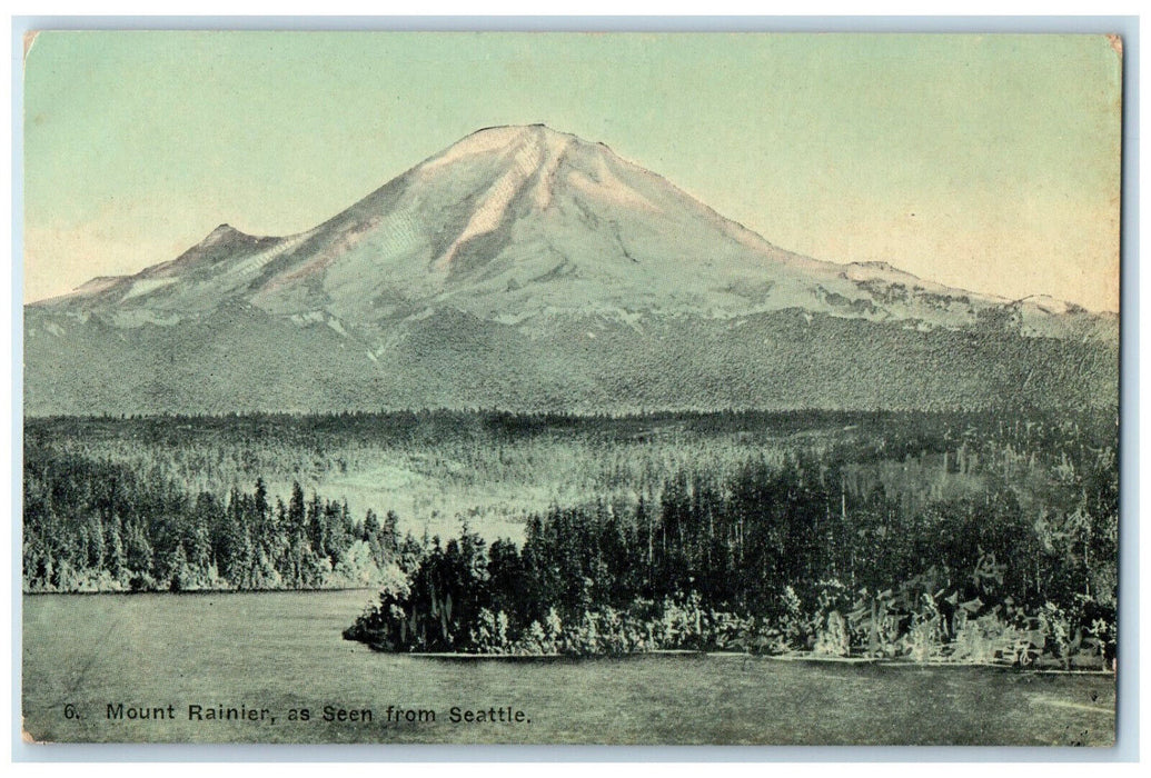 c1910 Mount Rainier as Seen from Seattle Washington WA Antique Unposted Postcard