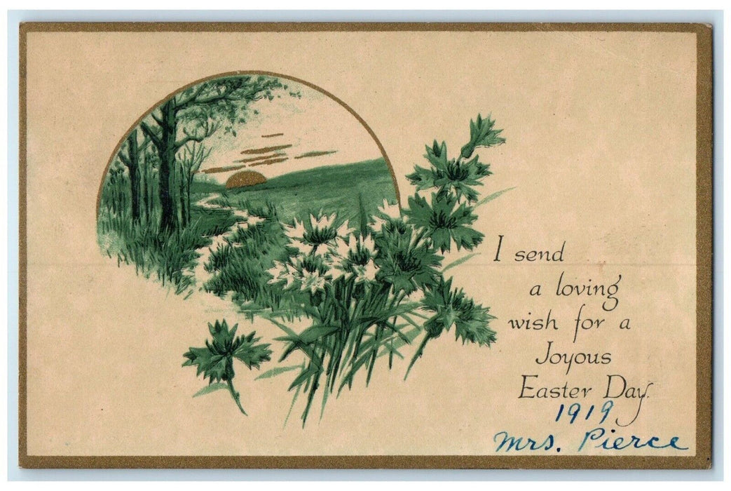 1919 Easter Trees Forest Moon Gibson Garfield Kansas KS Posted Antique Postcard