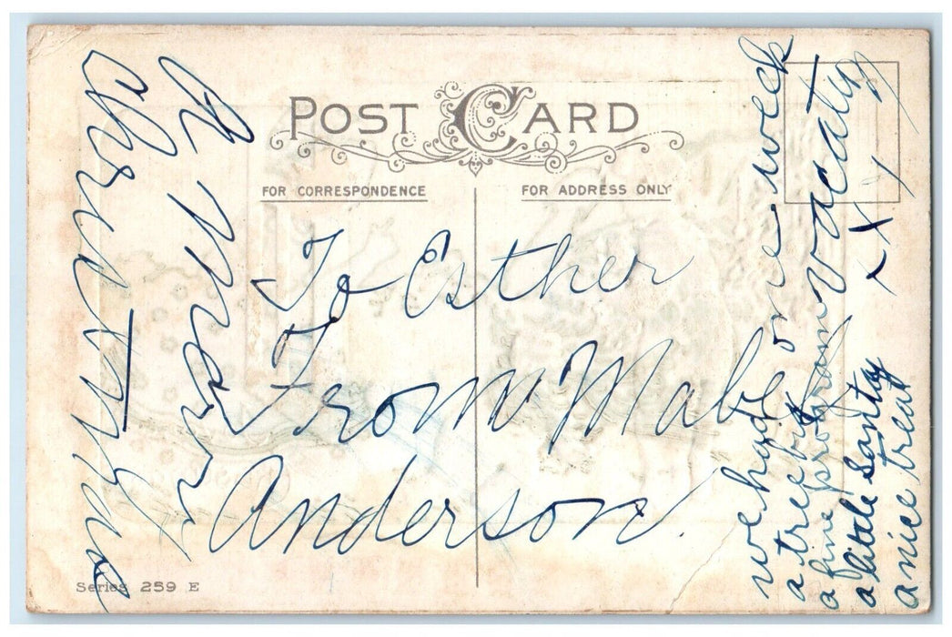 c1910's Christmas Tree Little Boy Crawling Dog Toy Embossed Antique Postcard