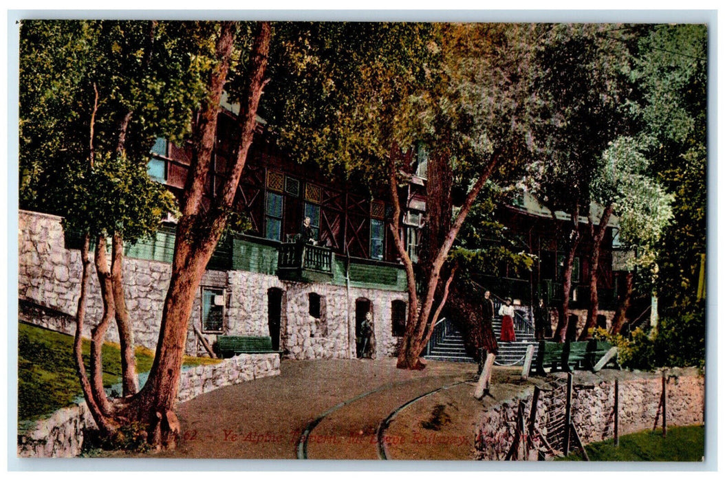 c1910 Stairs to Mt. Lowe Railway Ye Alpine Tavern California CA Postcard