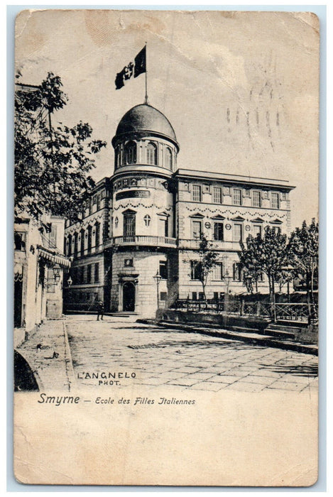 1909 Italian Girls School Smyrna Turkey Posted Antique Levant Postcard