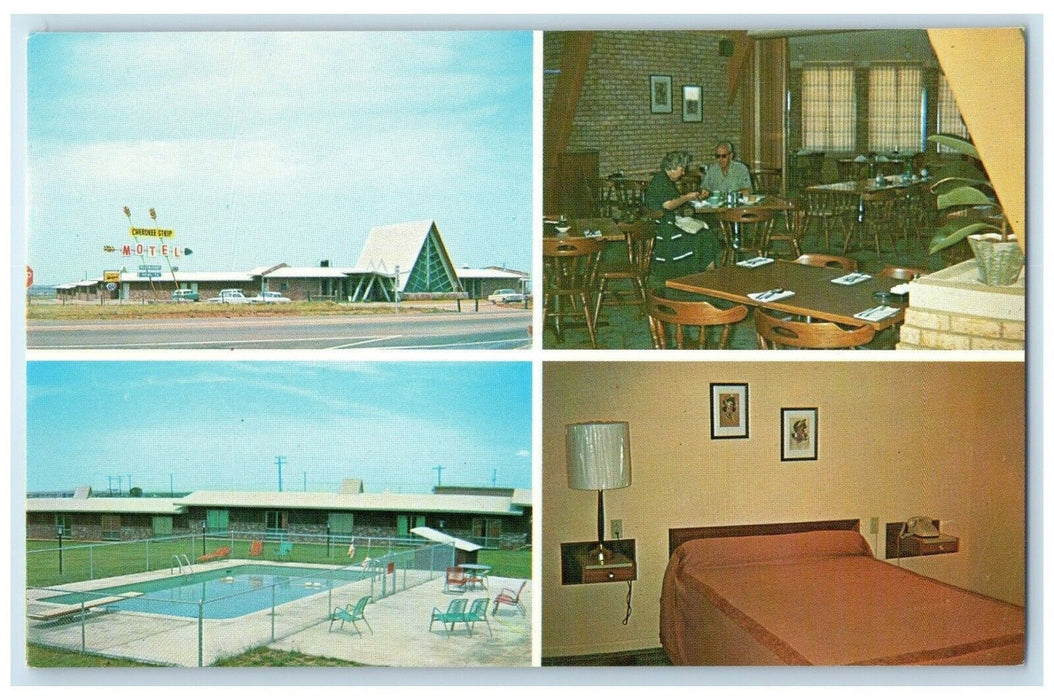 c1950's Cherokee Strip Motel And Restaurant Perry Oklahoma OK Multiview Postcard