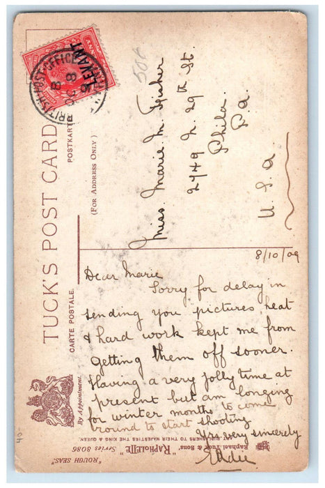 1909 The Wild Horses Foam and Fret Rapholette Tuck Art Levant Smyrna Postcard