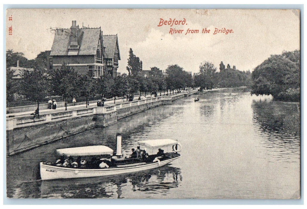 1905 Bedford River from the Bridge Bedford England Antique Posted Postcard