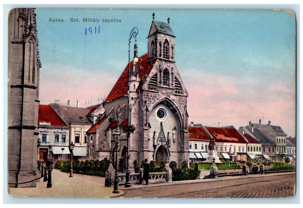 1911 Scene Near St. Michael's Chapel Kassa Hungary Posted Antique Postcard
