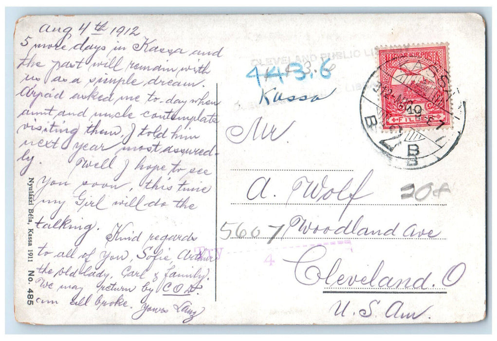 1911 Scene Near St. Michael's Chapel Kassa Hungary Posted Antique Postcard