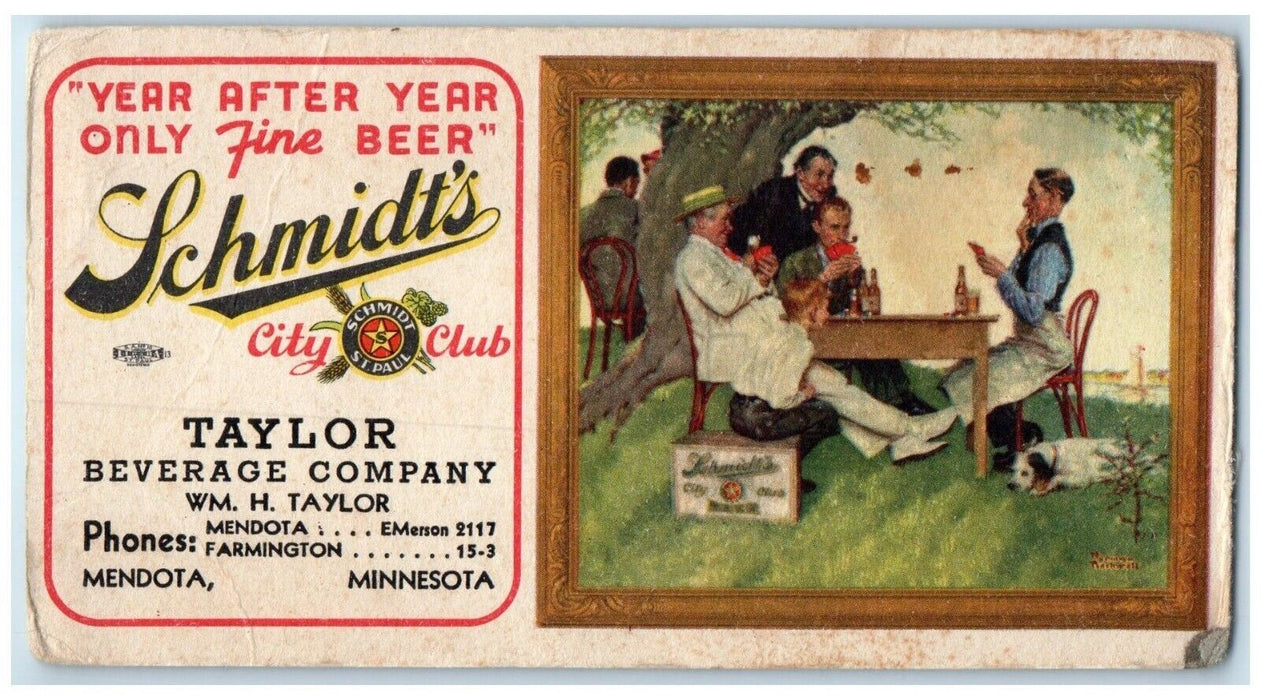 c1905 Schmidt's City Club Fine Beer Mendota Minnesota MN Ink Blotter Postcard