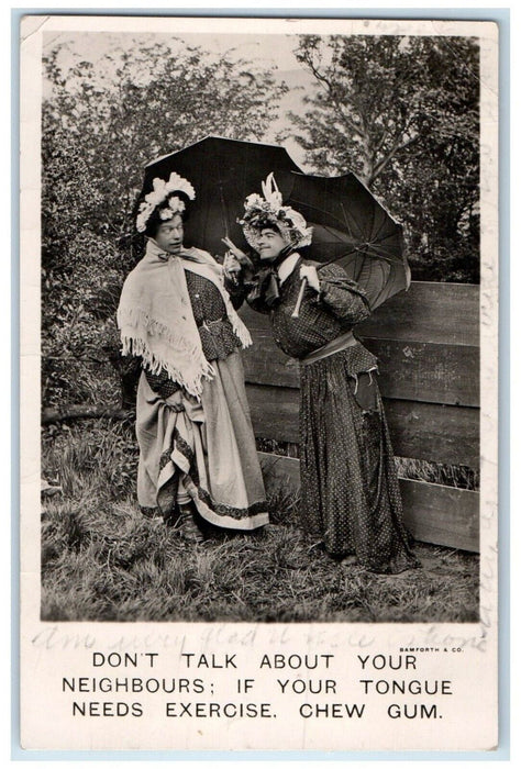 1907 Crossdressing Man Umbrella Reno Nevada NV Bamforth RPPC Photo Postcard