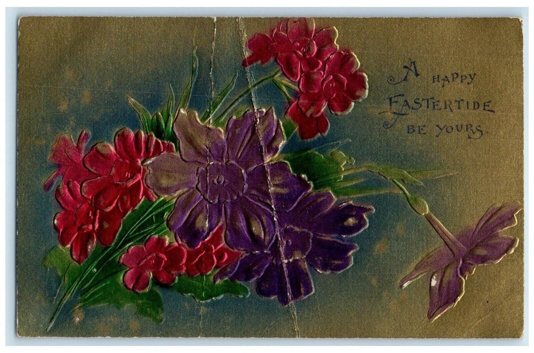 1907 Easter Flowers Airbrushed Embossed Reno Nevada NV Posted Antique Postcard