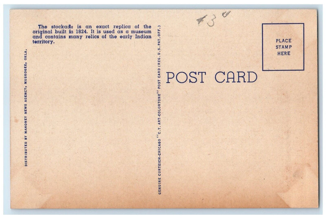 c1930's Aerial View Of Fort Gibson Stockade Near Muskogee Oklahoma OK Postcard