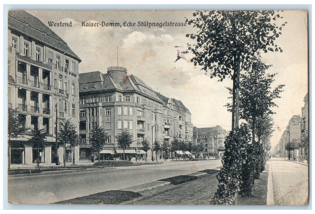 1913 Kaiserdamm Ecke Stulpnagelstrasse Berlin Germany Antique Postcard