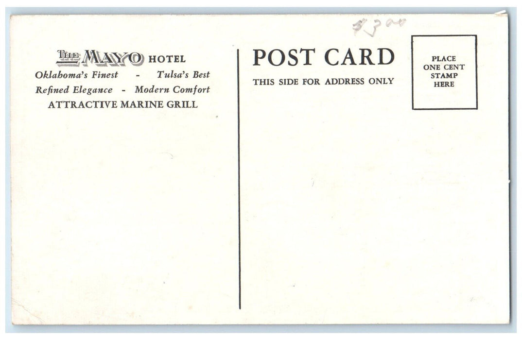 The Mayo Hotel Building Cars Street View Tulsa Oklahoma OK Vintage Postcard