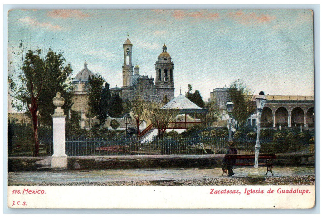 c1905 View of Zacatecas Guadalupe Church Mexico Unposted Antique Postcard