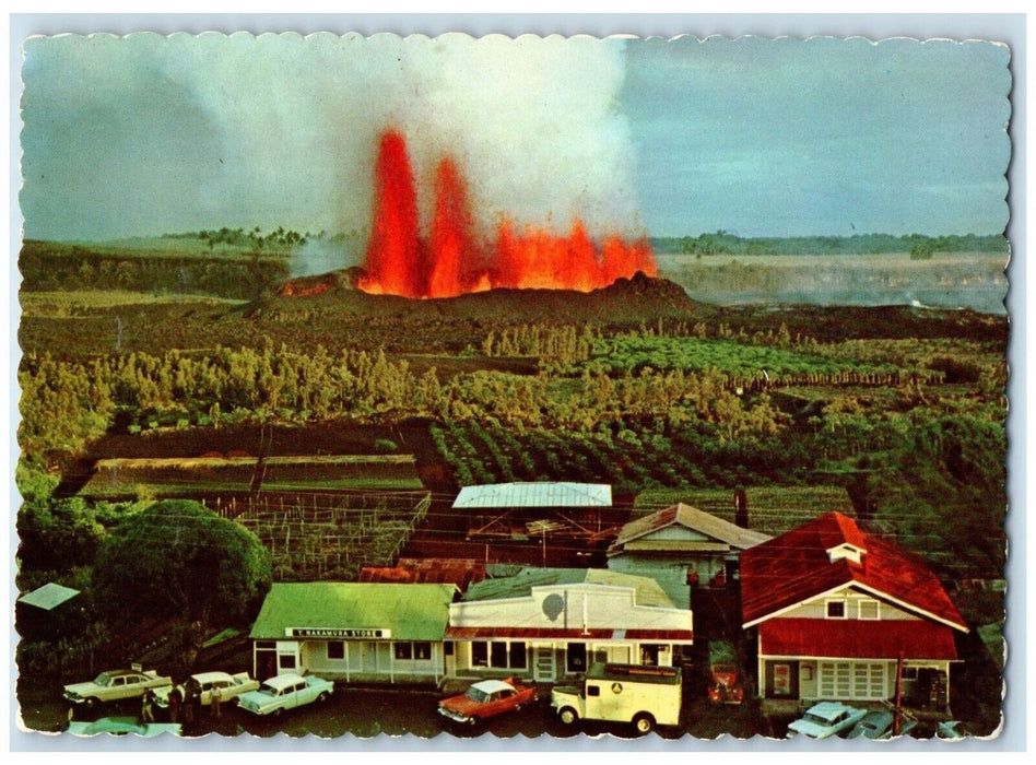 1976 Roaring Fountains Lava Beleaguered Kapoho Village Honolulu Hawaii Postcard