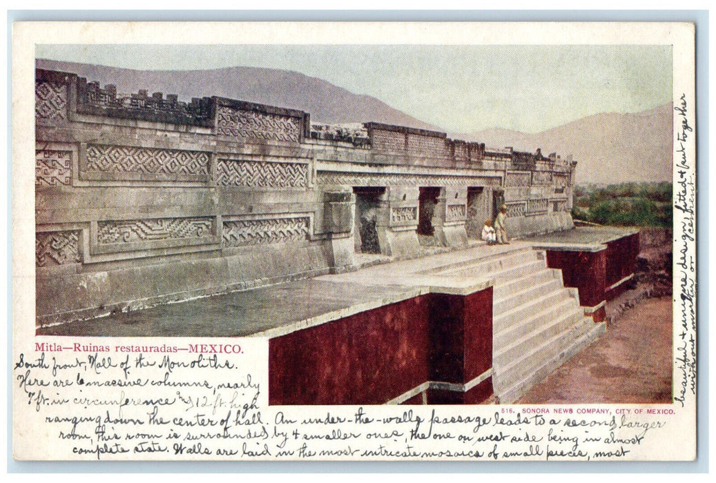 c1905 Stairs View Mitla Ruins Restored Mexico Posted Antique Postcard