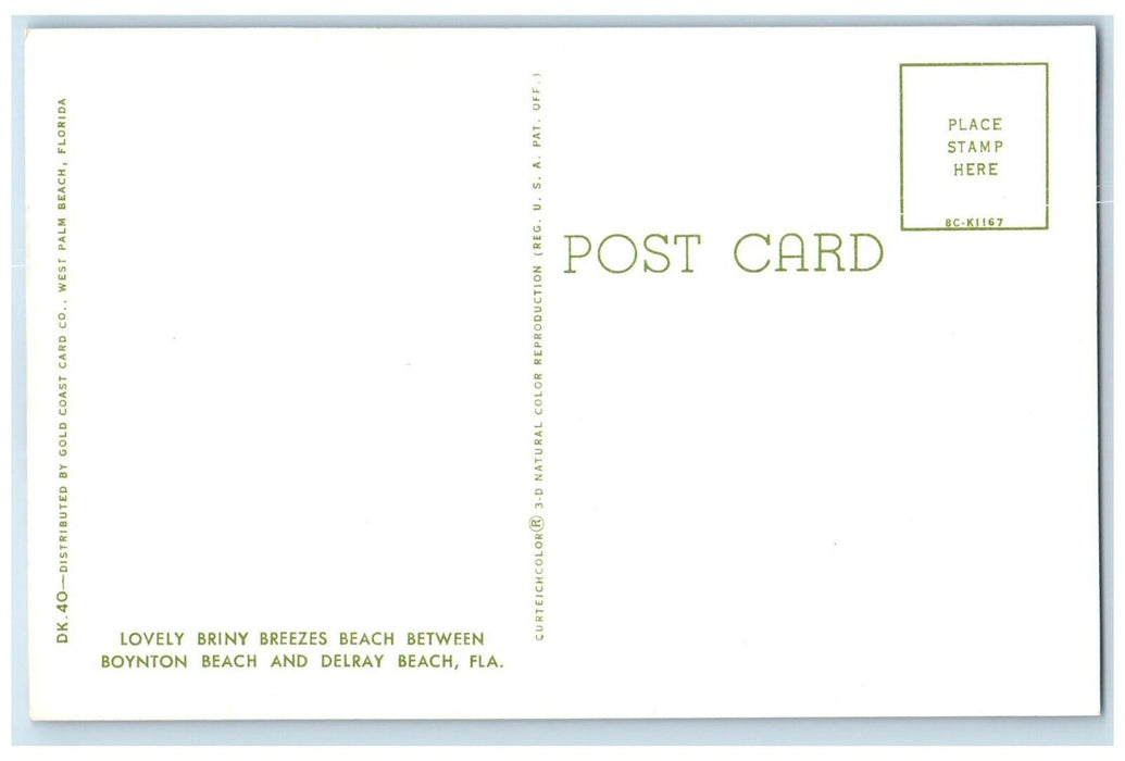 c1960 Briny Breezes Beach Boynton Beach Delray Beach Florida Unposted Postcard