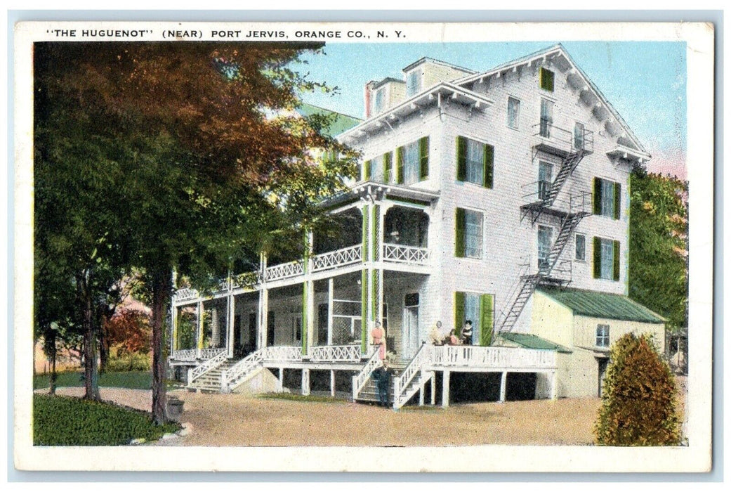c1920 Exterior View The Huguenot Port Jervis Orange Co New York Antique Postcard