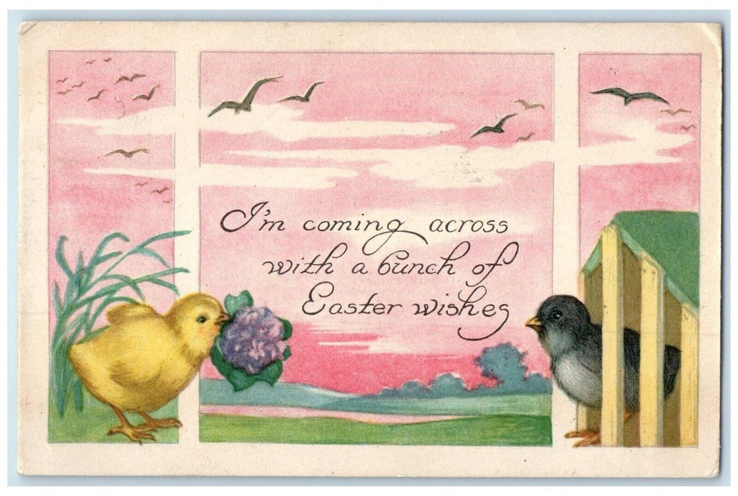 c1910s Easter Wishes Chicks In Cage San Francisco California CA Antique Postcard