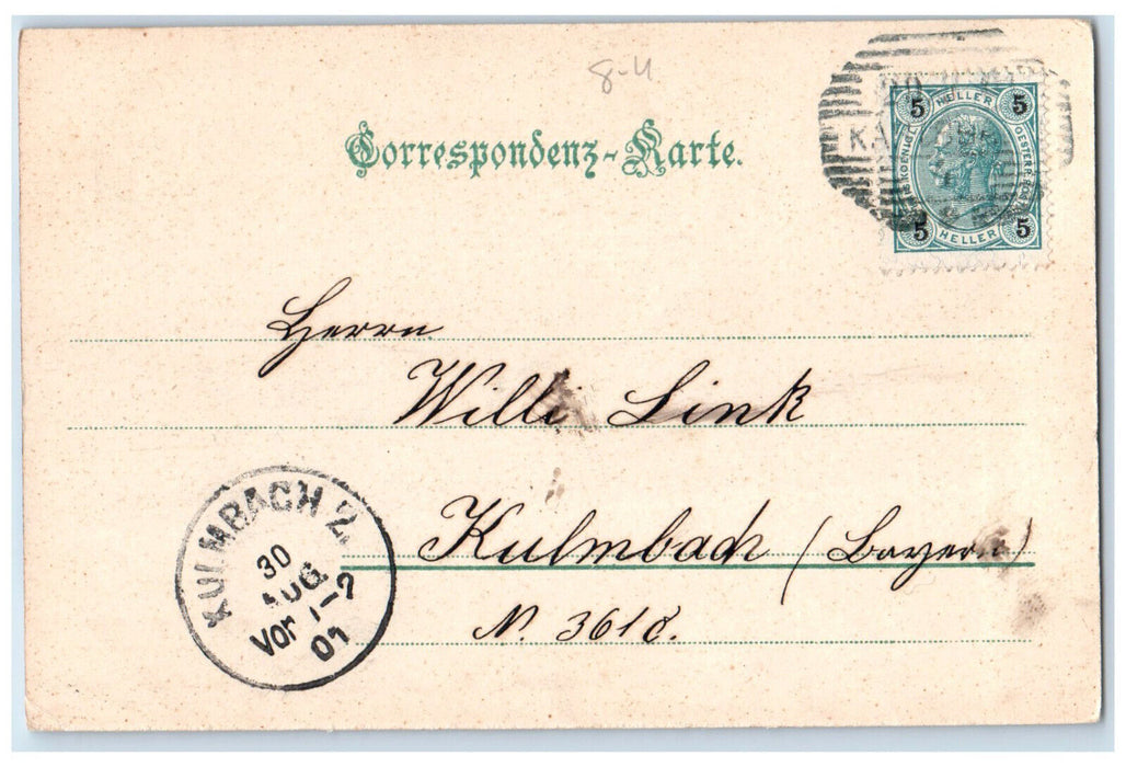 1901 Villa Ritter Hospiz Kirche Buildings Karlsbad Austria Posted Postcard