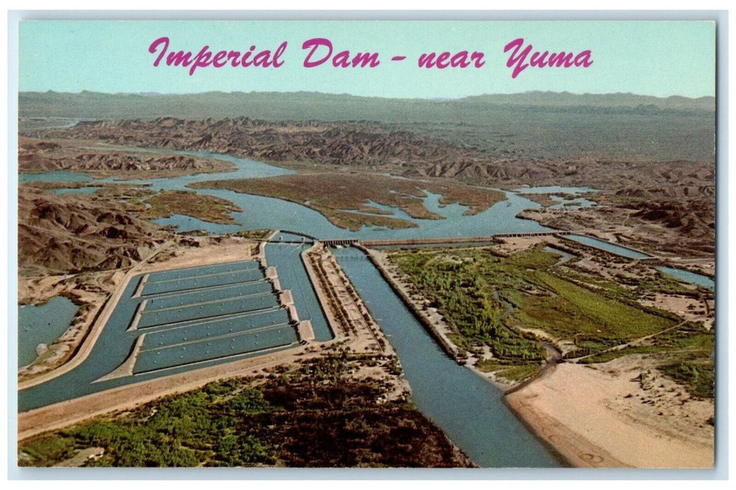 c1960 Imperial Dam Coachella Valleys Martinez Lake Yuma Arizona Vintage Postcard