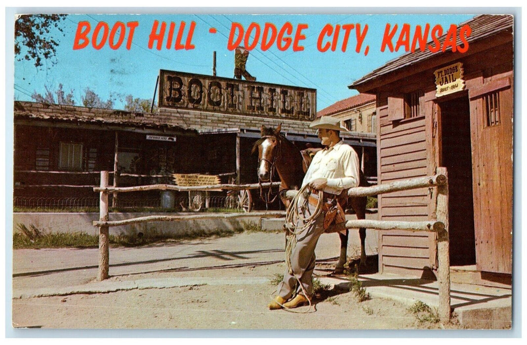 1969 Boot Hill Cowboy Capital World Exterior Dodge City Kansas Vintage Postcard