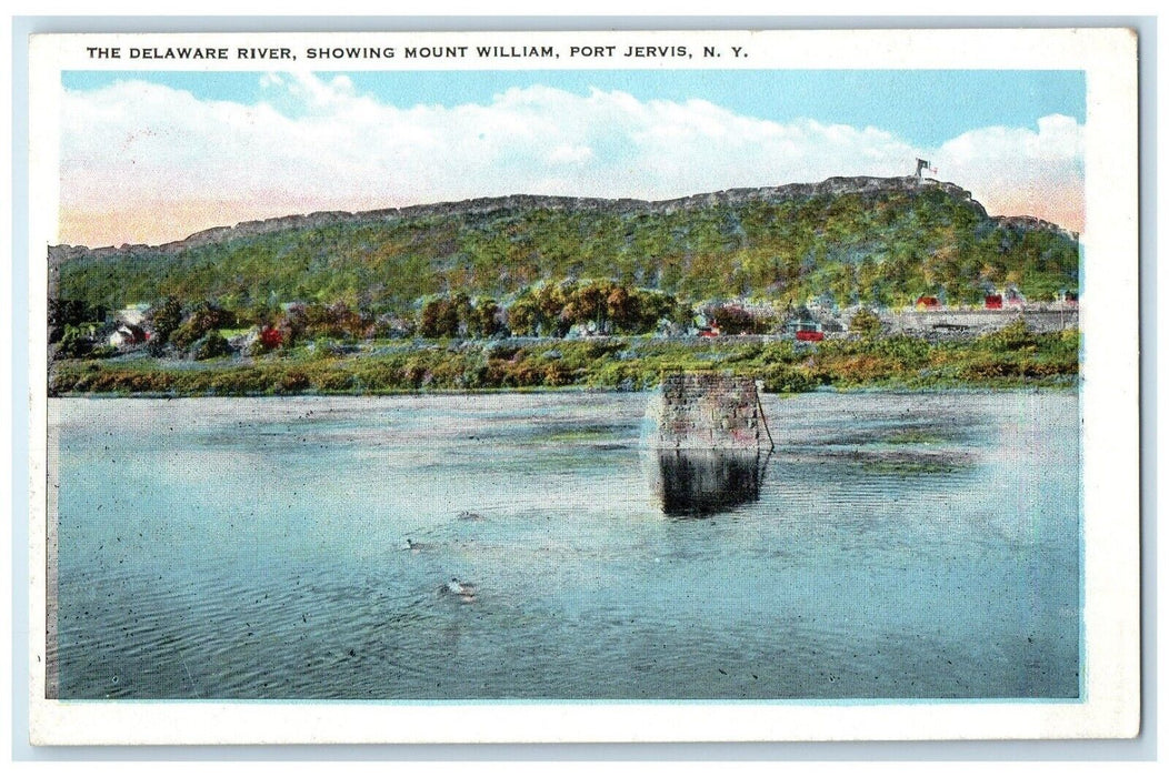 1920 Delaware River Showing Mount William Port Jervis New York Vintage Postcard