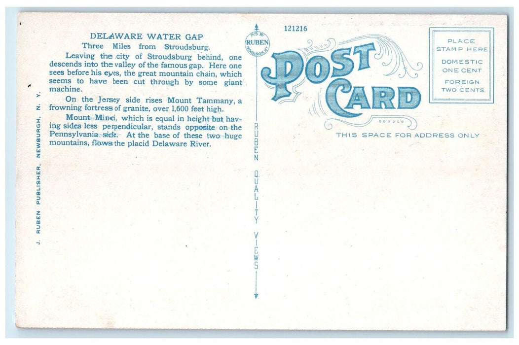 1920 Delaware River Showing Mount William Port Jervis New York Vintage Postcard