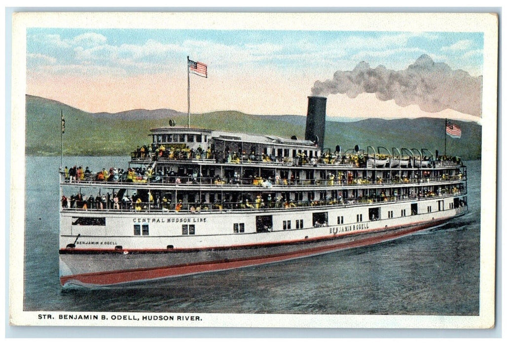 c1920 STR Benjamin Odell Steamer Cruise Ship Hudson River New York NY Postcard