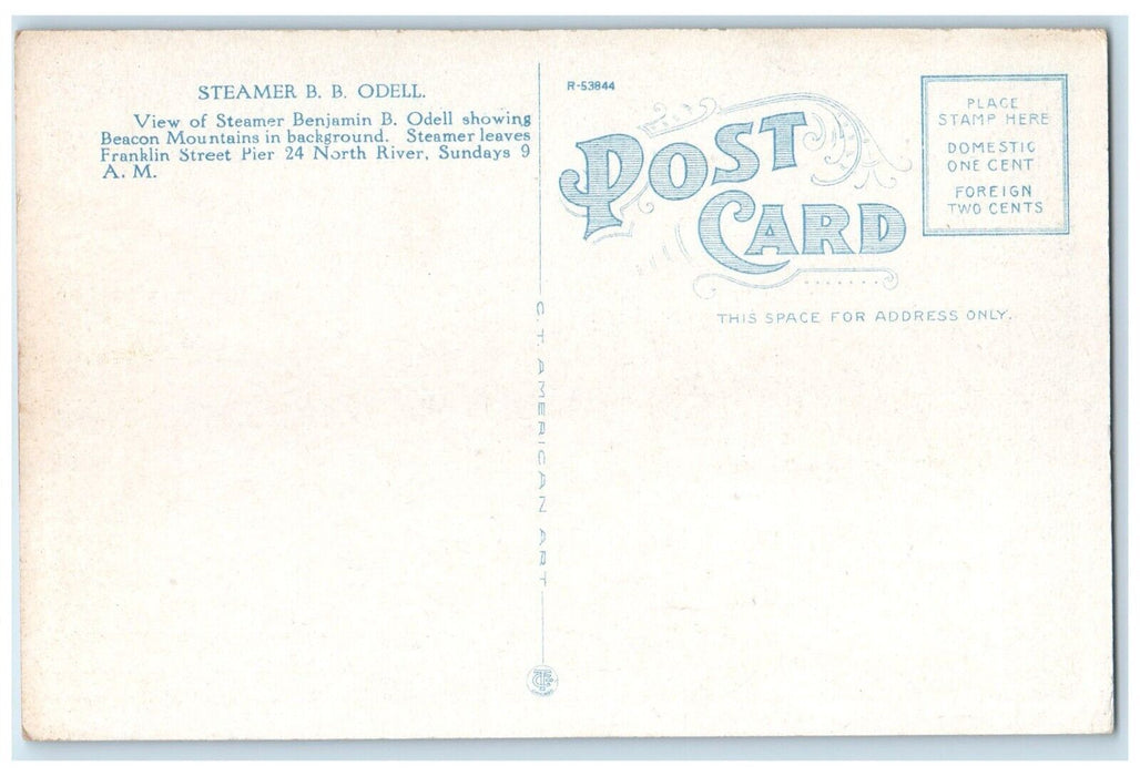 c1920 STR Benjamin Odell Steamer Cruise Ship Hudson River New York NY Postcard