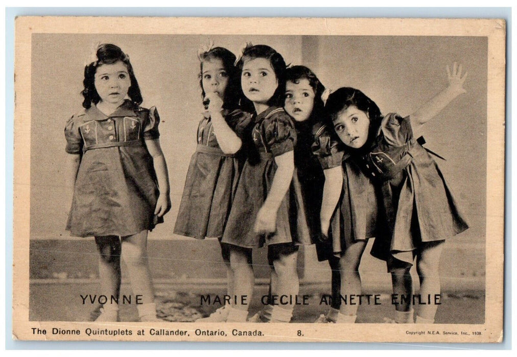 1938 The Dionne Quintuplets At Callander Ontario Canada Posted Vintage Postcard