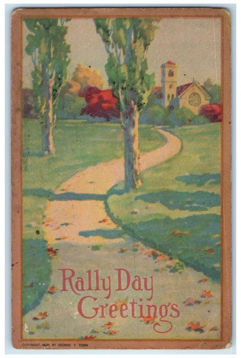 1923 Rally Day Greetings Trees House Beavery Pennsylvania PA Vintage Postcard