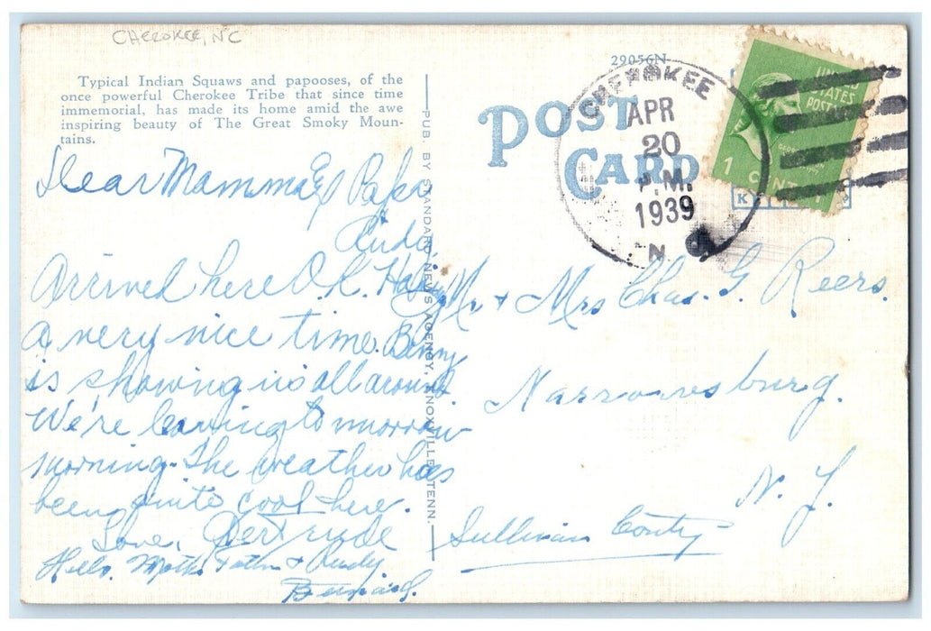 1939 Indian Squaws Great Smoky Mountains National Park Cherokee NC Postcard