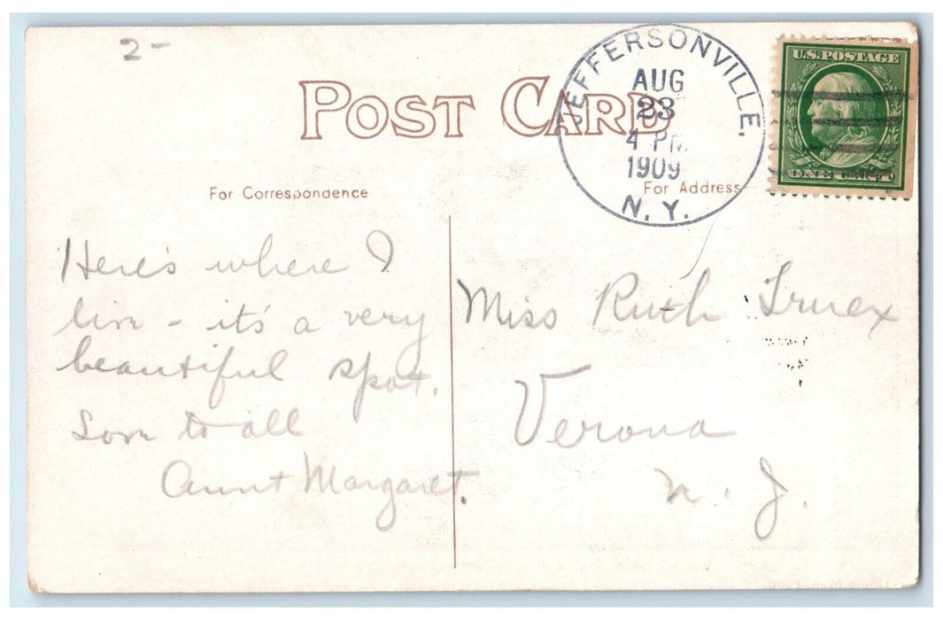 1909 Front View Sunny Hill White House Building Jeffersonville New York Postcard