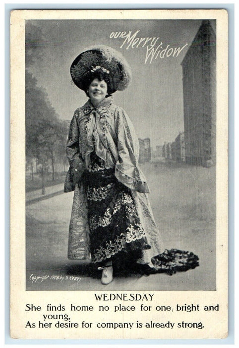 c1910's Pretty Woman Merry Widow Hat Huntingdon County PA Antique Postcard