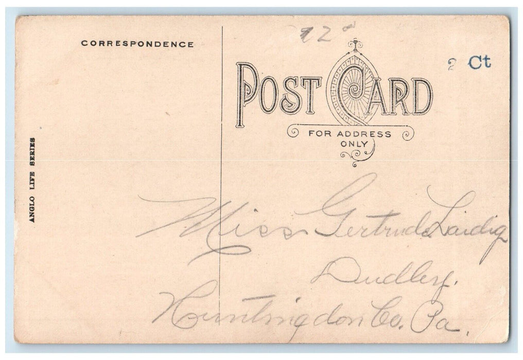 c1910's Pretty Woman Merry Widow Hat Huntingdon County PA Antique Postcard