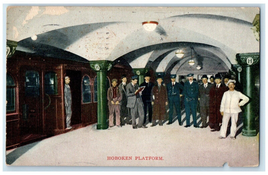 1909 Hoboken Platform Hudson River Tunnel Series Jersey City New Jersey Postcard