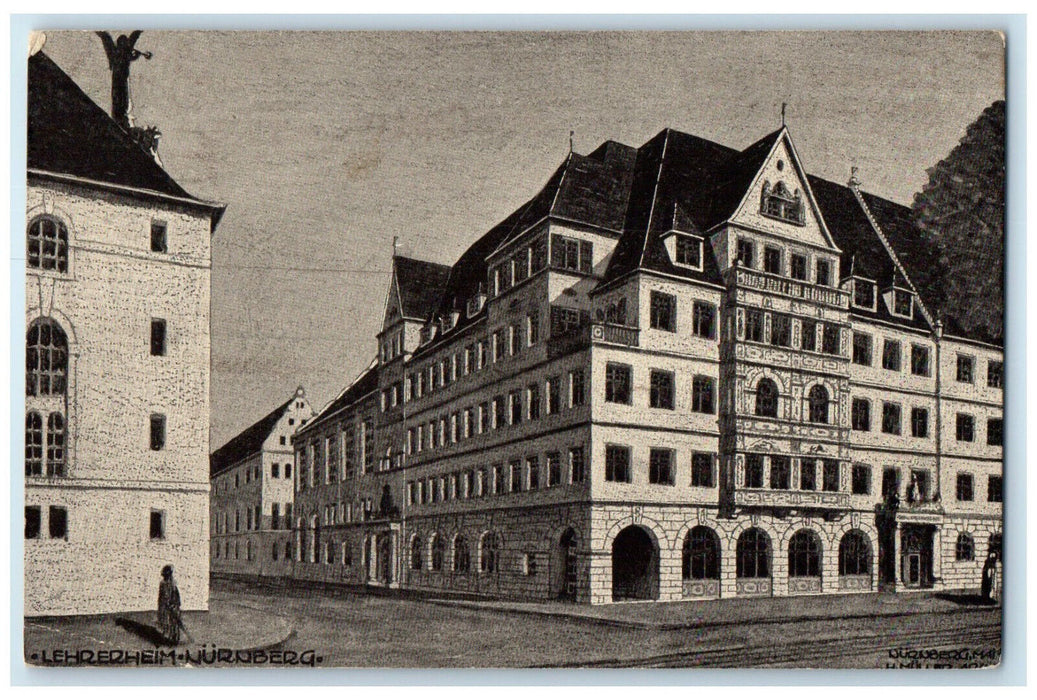 1919 Hotel Deutscher Hof Teacher's Home Nuremberg Germany Antique Postcard