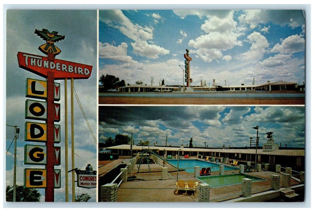 c1950's Thunderbird Lodge Gallup New Mexico NM Swimming Pool Vintage Postcard