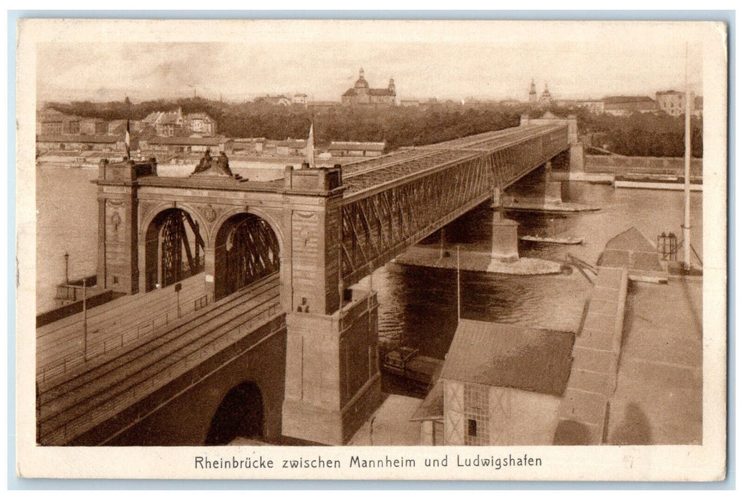 1926 Rhein Bridge Between Mannheim And Ludwigshafen Germany Postcard