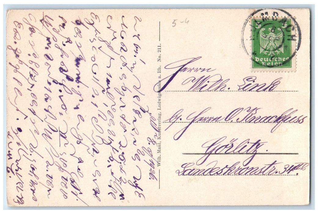 1926 Rhein Bridge Between Mannheim And Ludwigshafen Germany Postcard