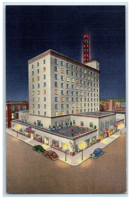 1941 Hotel Hilton Building Cars Street View Albuquerque New Mexico NM Postcard