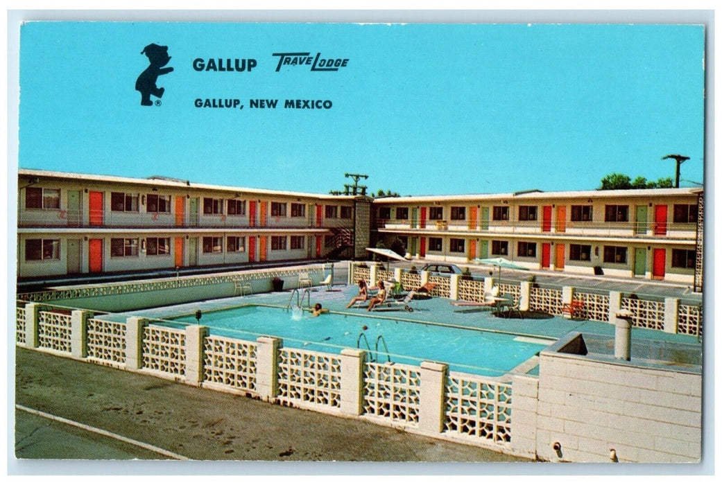 c1950's Gallup Travel Lodge Swimming Pool Gallup New Mexico NM Vintage Postcard