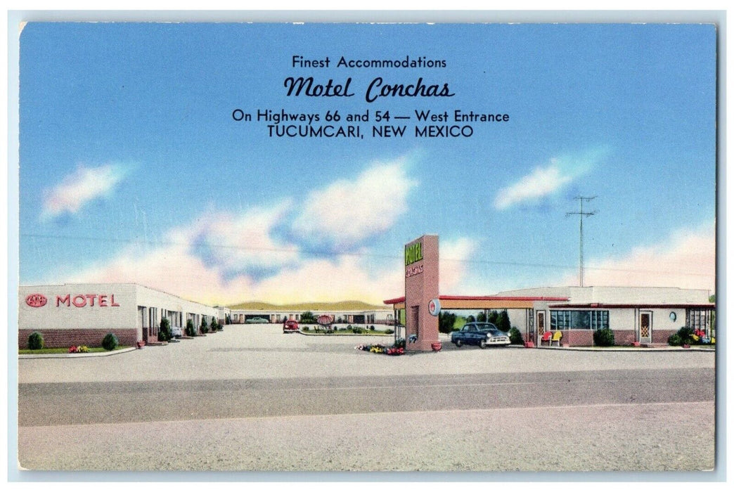 c1950's Motel Conchas Cars Roadside Tucumcari New Mexico NM Vintage Postcard