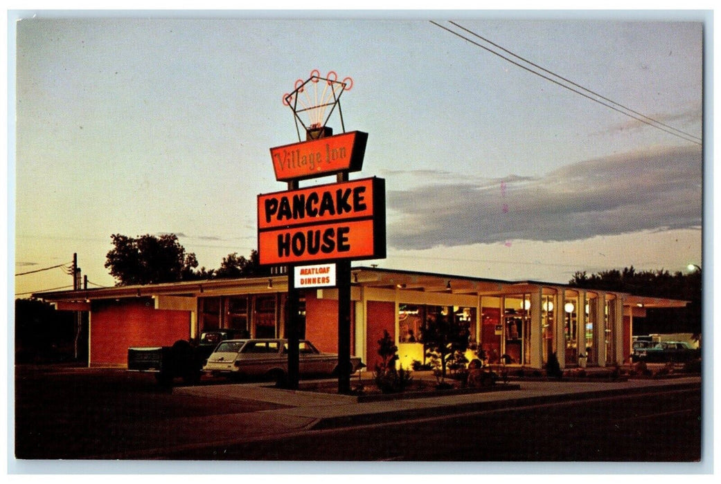 c1950's Village Inn Pancake House Cars Albuquerque New Mexico NM Postcard
