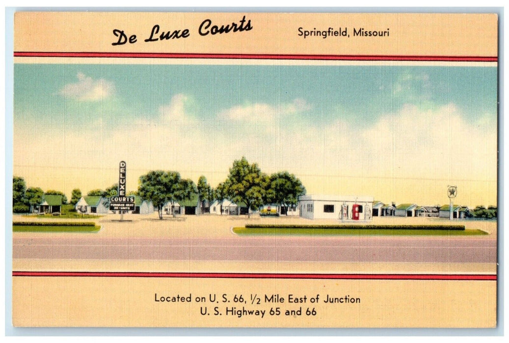 c1950's De Luxe Courts Motel Roadside Springfield Missouri MO Vintage Postcard