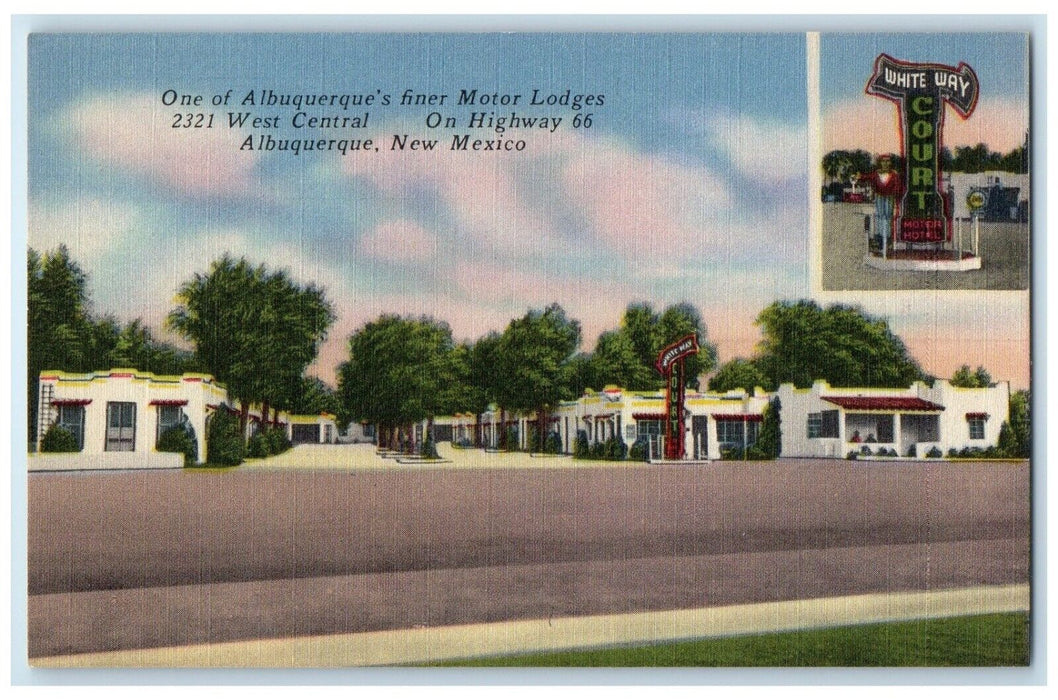 c1940's White Way Court Motel Roadside Albuquerque New Mexico NM Postcard